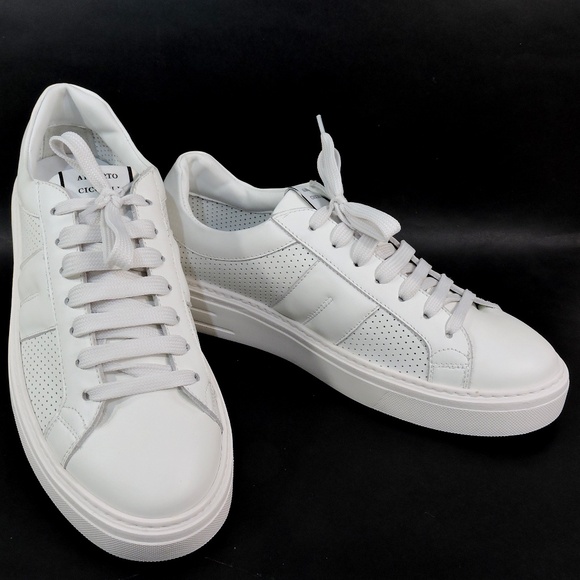 ALBERTO CICCIOLI 🇮🇹 MEN'S WHITE SOFT LEATHER  COMFORT SUMMER SNEAKERS - Picture 2 of 7